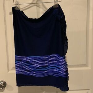 Navy and Purple Wave Pattern Skirt